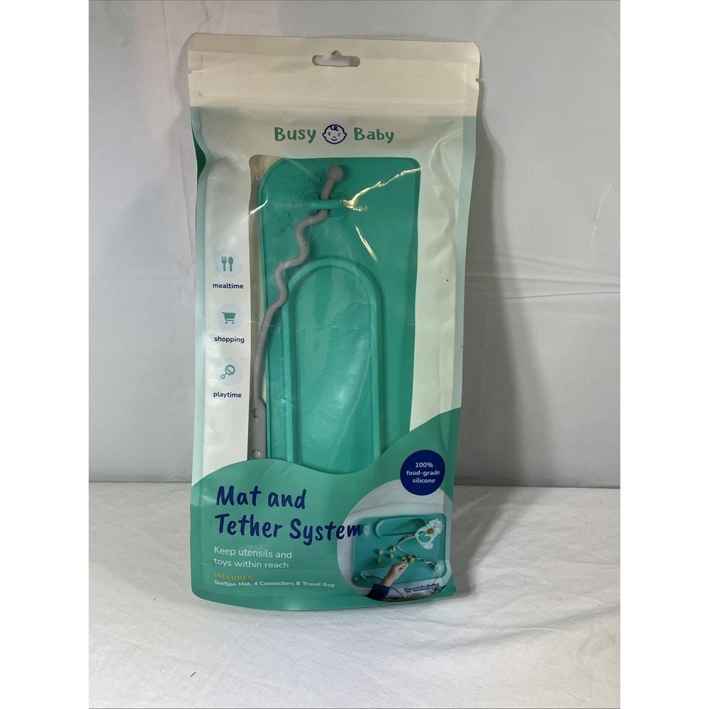 Busy Baby Silicone Mini Mat with Utensils and Toy Straps, for Infant and Toddler